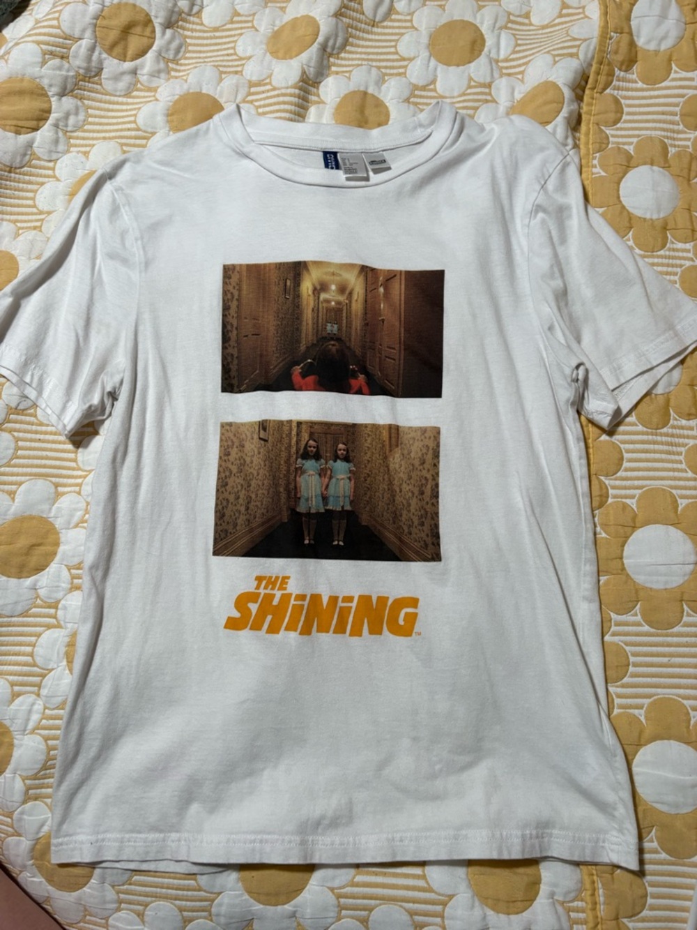 H&M White The Shining Graphic Short Sleeve Tee with Yellow Logo